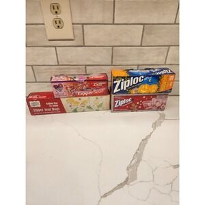 Lot Of 4 Open Ziploc Holiday Bags Treats Cookies Christmas‎ Halloween Valentines